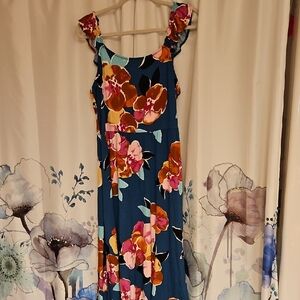 Maurices Orange and Red Midi Floral Dress